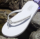 Rhinesotne lined low bridal flip flops